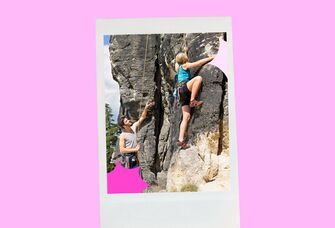 Couple rock climbing for an adventurous date 