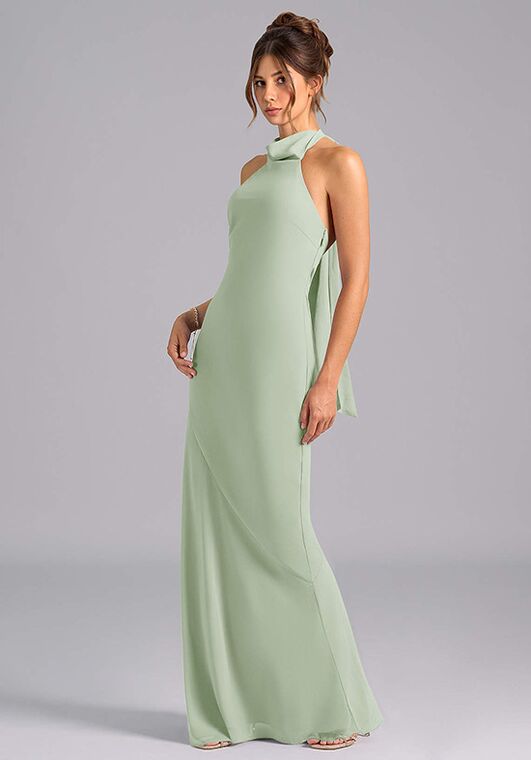 chiffon dusty sage bridesmaid dresses Azazie Azazie Velli in Dress and back zipperdesigned for