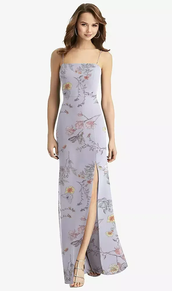 maxi chiffon dress with butterfly and floral print