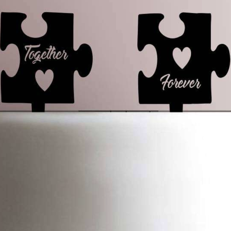 "Together Forever" Puzzle Piece Wedding Cake Topper