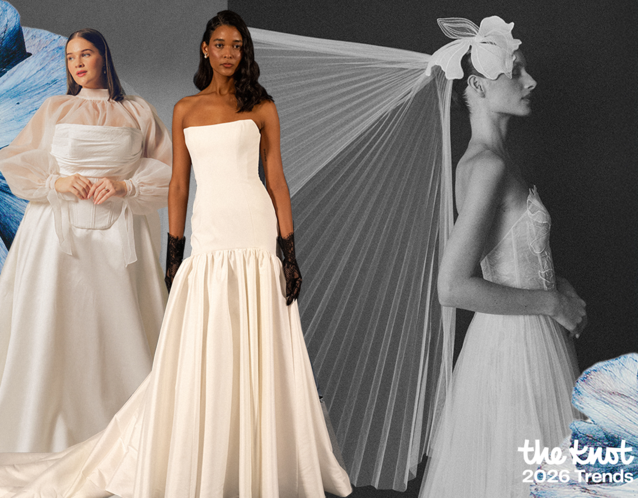 Collage of 2026 Wedding Dress Trends