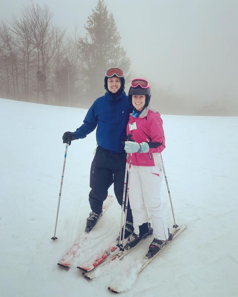 Steph teaches Logan how to ski! No bones were broken and many laughs were had so it was a successful day.