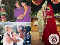 Beckhams wedding reception cake cutting with a sword; Samira Wiley and Lauren Morelli wedding day; Nick Jonas and Priyanka Chopra wedding