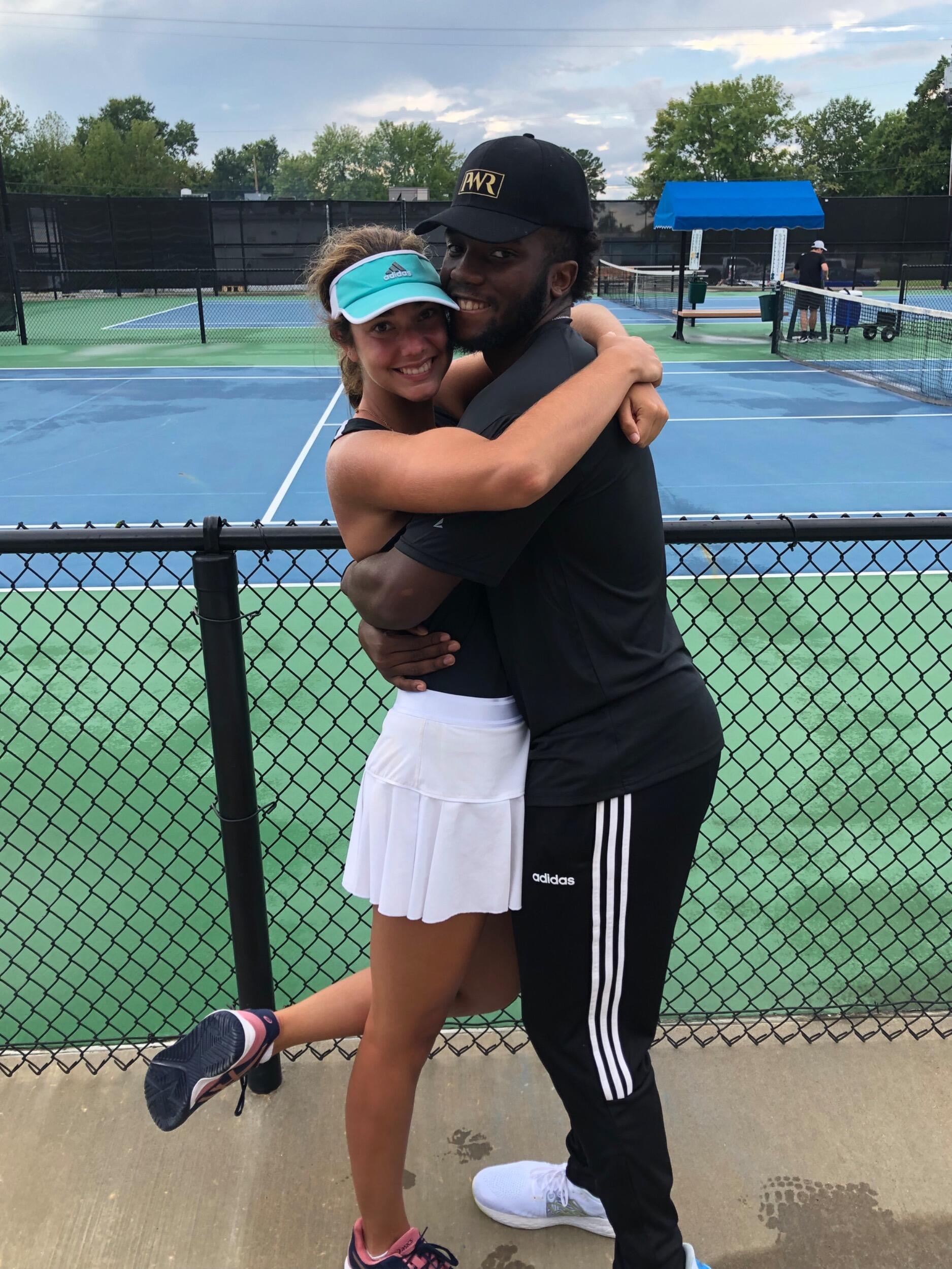 JP and I were both in college sports. I played tennis and he ran track at Harding. I had a match in Conway and he came with my dad to come watch and support me! 