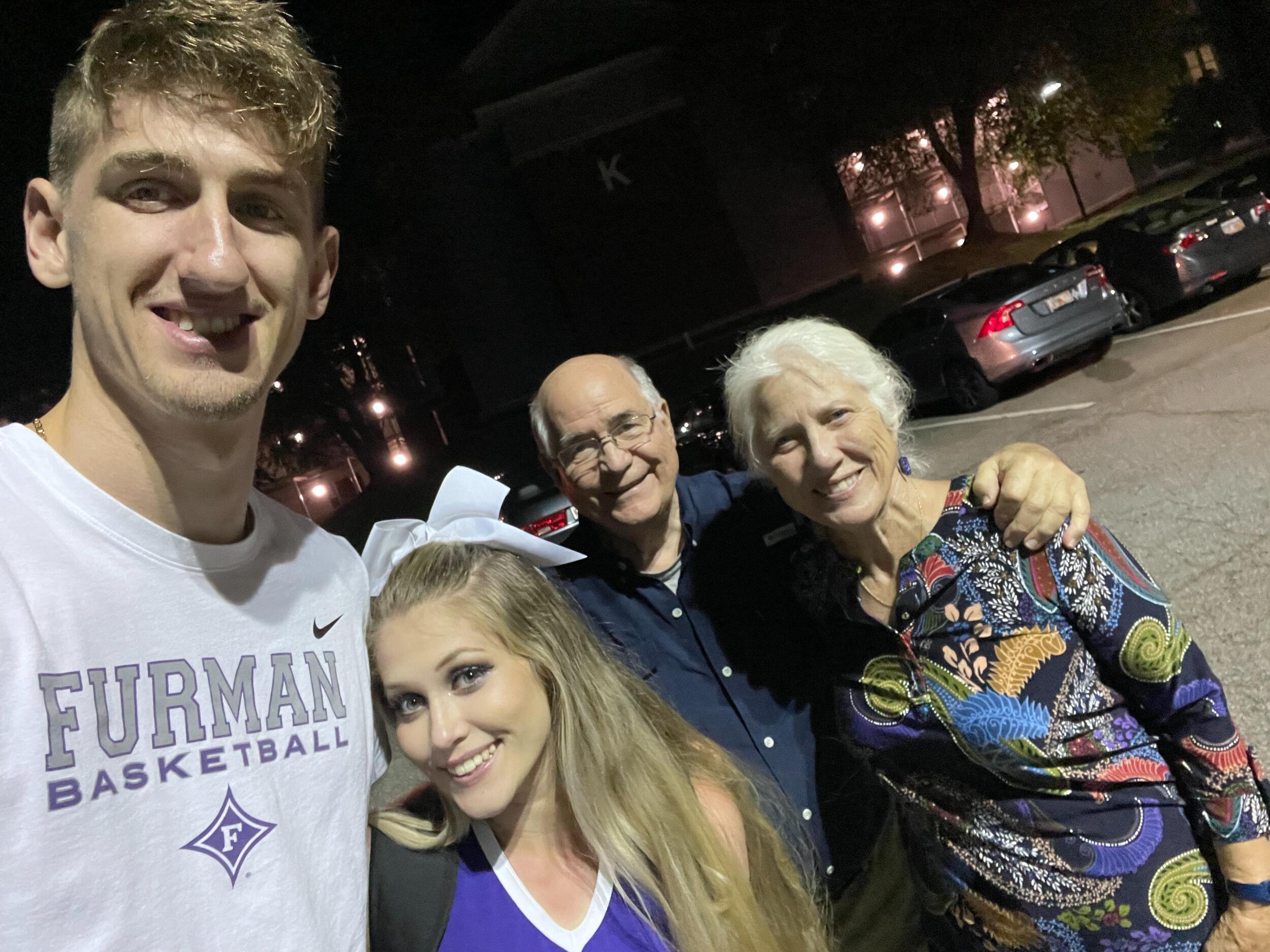 GranE and Paca's first-time meeting Jonny during Furman visit.