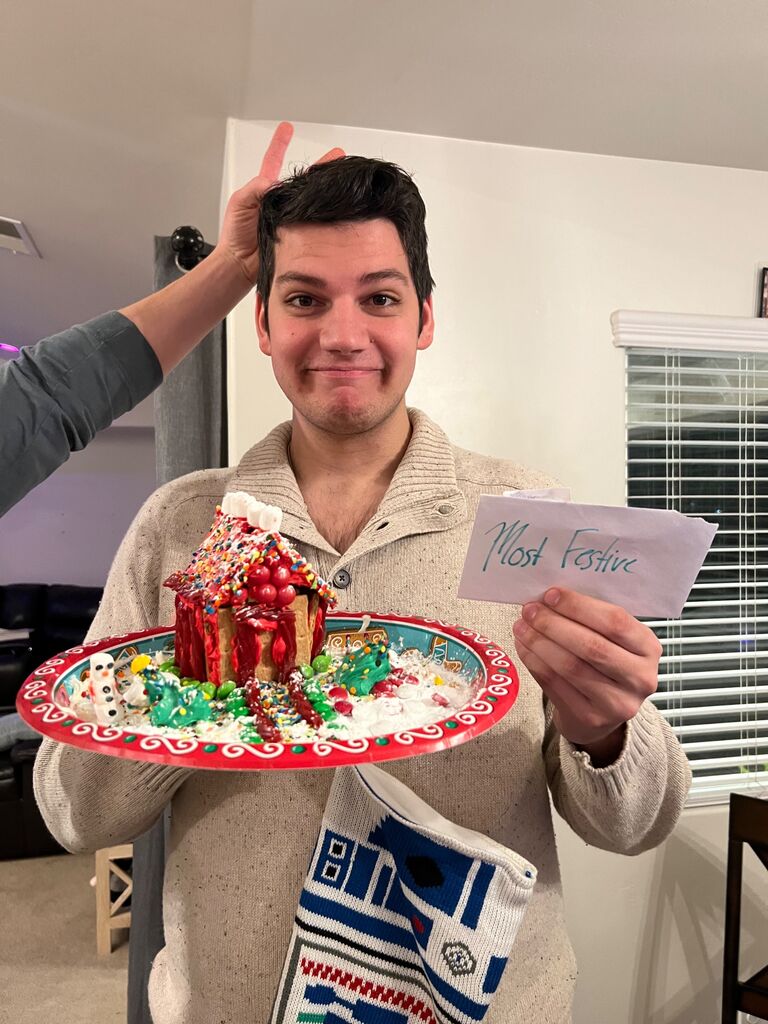 First Christmas without the Chaffee’s… :( BUT, Evanthia’s first ever gingerbread house contest.