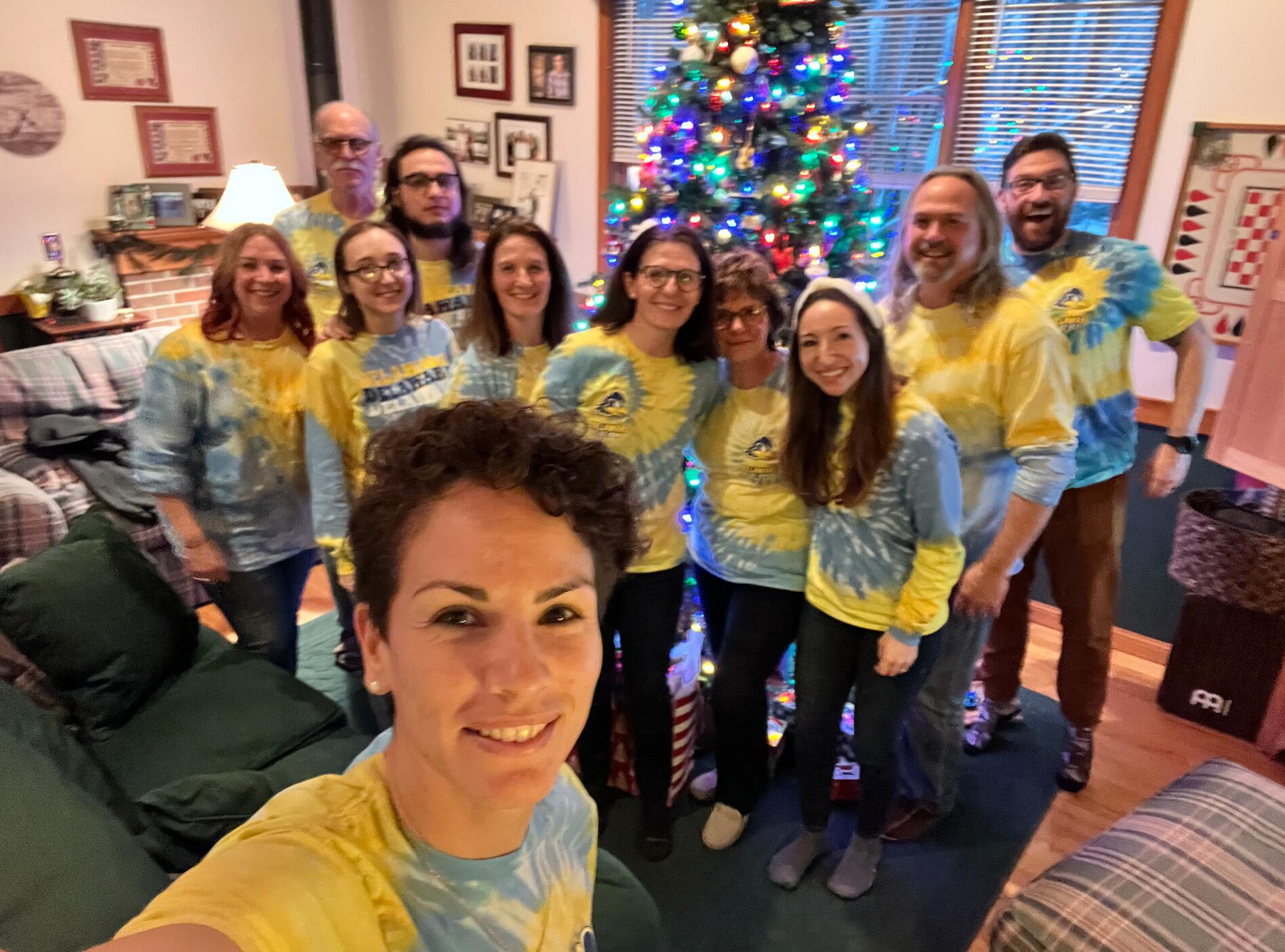 Kelly accepted the Head Coach position at the University of Delaware and Allison's family surprised her with Blue & Gold T shirts. 