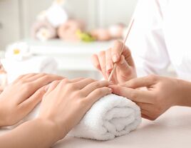 Bride getting manicure for bachelorette party