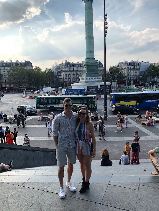 celebrating Casey's birthday (Bastille Day) in Paris at the actual Place de la Bastille