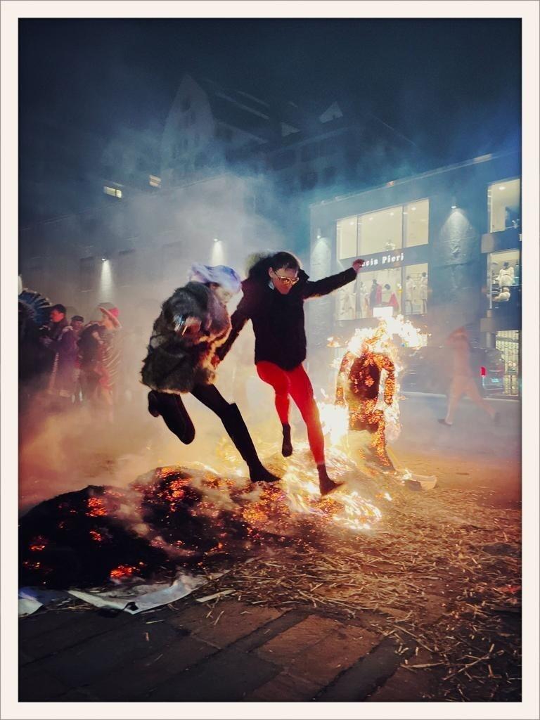 Jumping over burning straw in the centre of town (it's a long story),