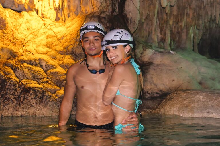 Exploring a million year old cenote (cave) in Mexico. Such a cool experience 