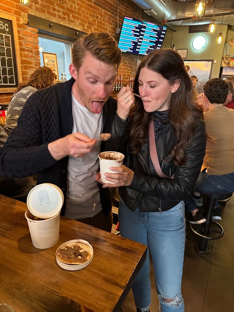 Celebrating our engagement with best friend surprises and ice cream. does it get any better than this?
