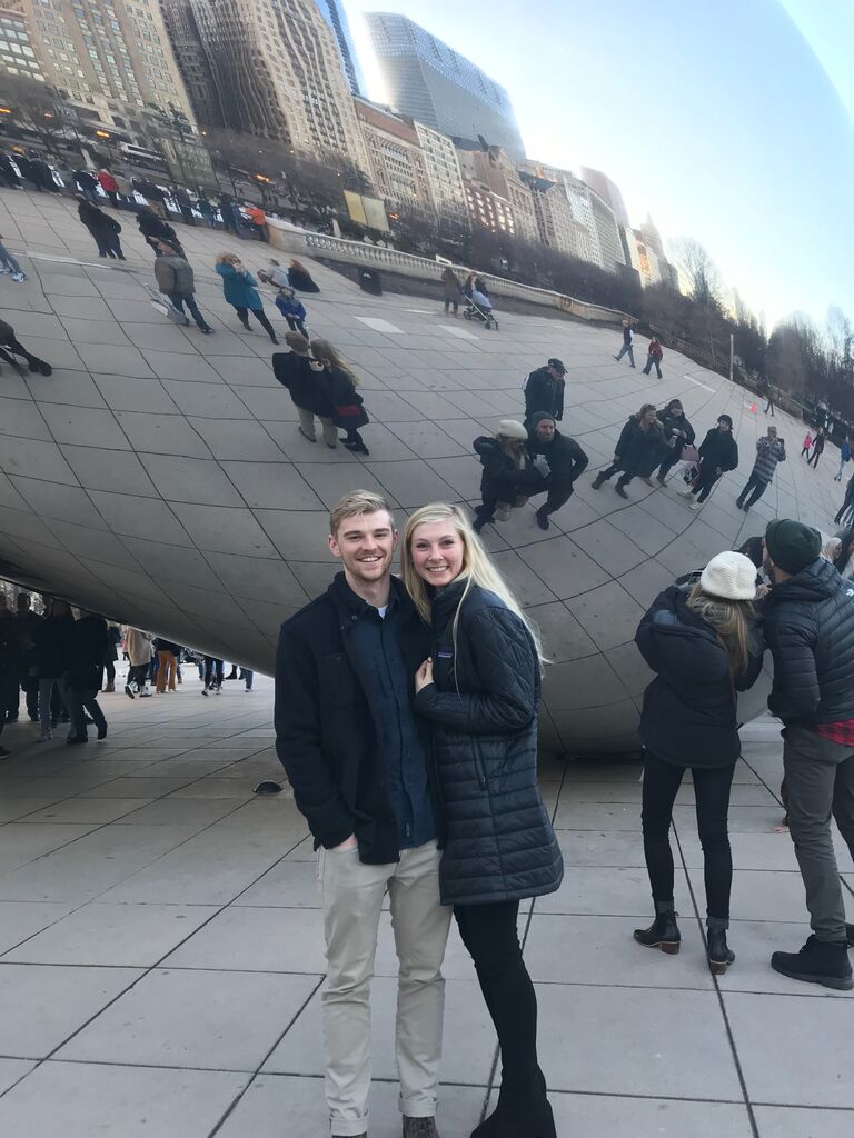 Maddie's first-time visiting Tristan home in Illnois. He really wanted to take Maddie to the Bean :)