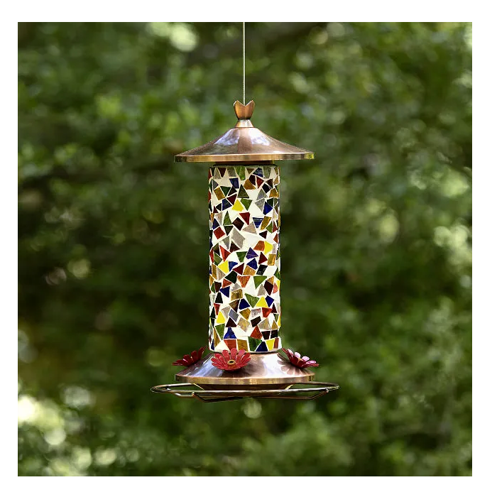 mosaic hummingbird feeder for the best crystal wedding anniversary gift inspo