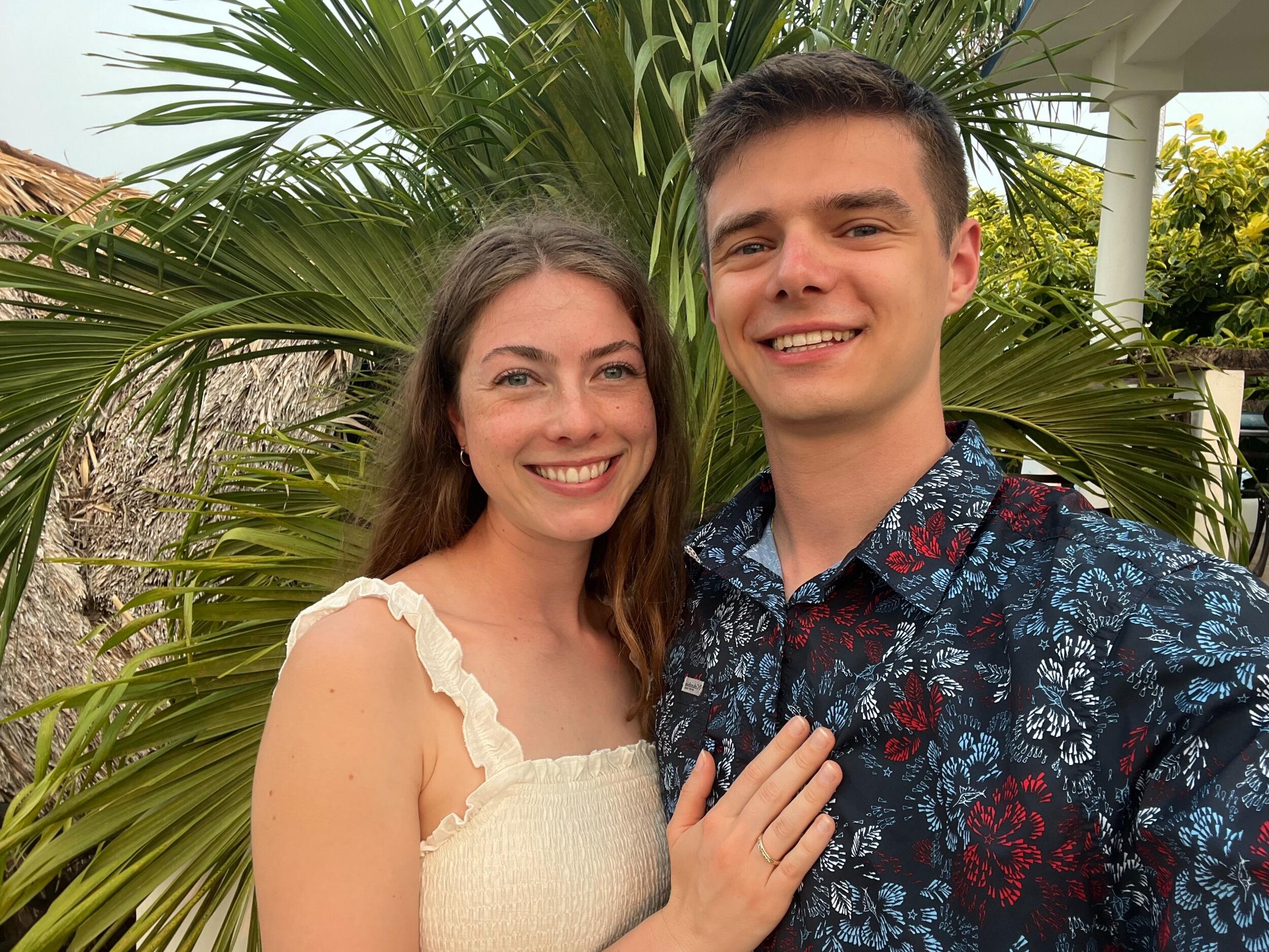 We got engaged in Belize!