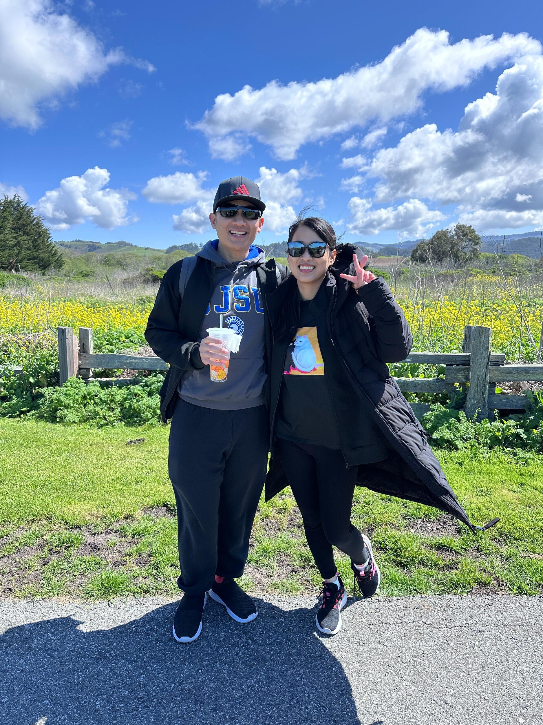 Warm sunshine and cool breeze (and boba) on Half Moon Bay Coastal trail