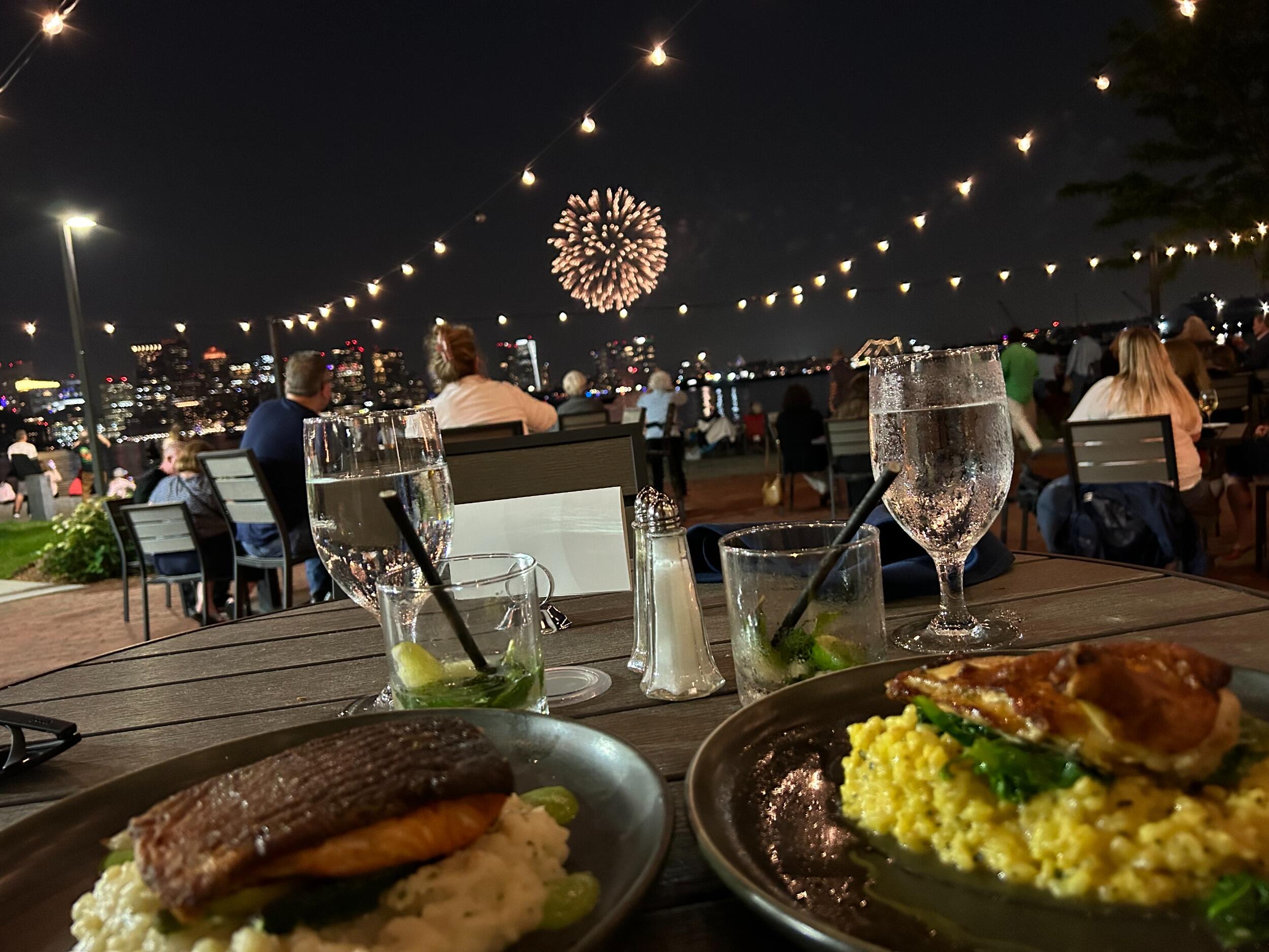 We were treated with surprise fireworks for the July 4th weekend :) Best view of the Boston skyline in the city!