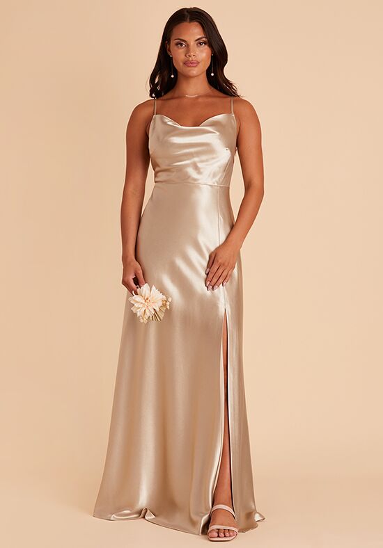 Champagne satin shop dress long