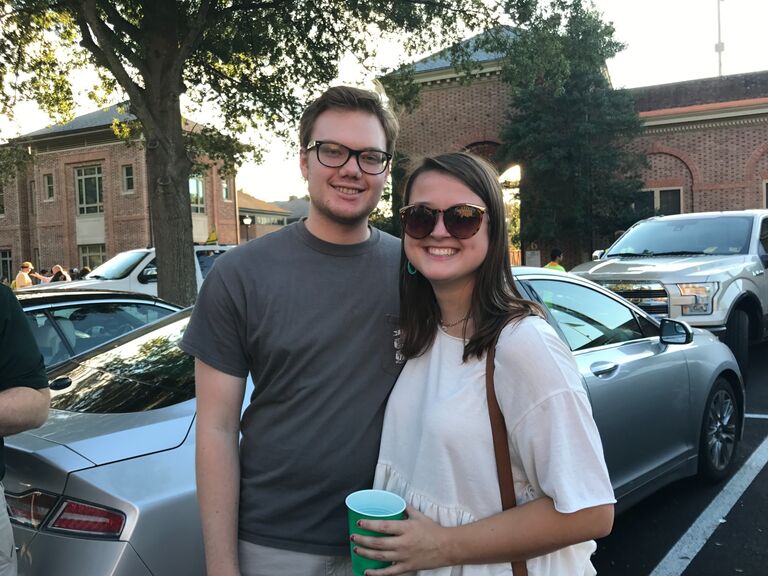 Emily and Nathan at the probably singular tailgate they attended during their time at William & Mary, famous football school. 