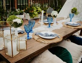 Boho outdoor wedding shower setup 