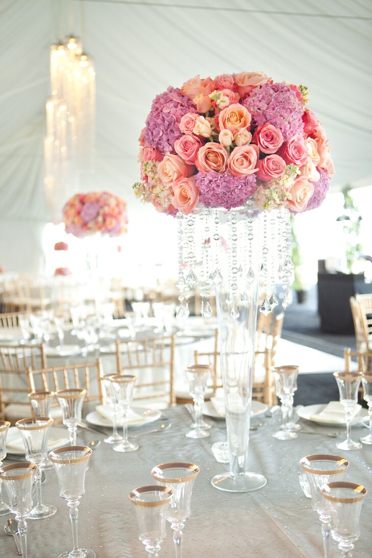 Pink and Purple Reception Centerpieces