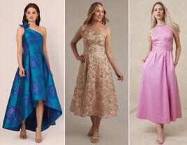 Three tea-length mother-of-the-bride dresses