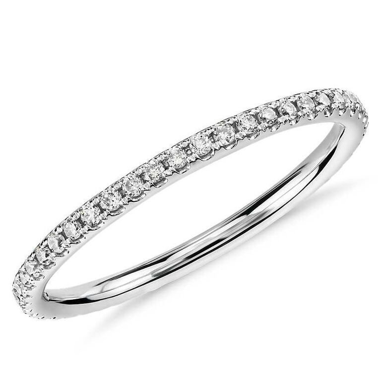 White gold micropavé diamond stacking ring 25th anniversary gift idea