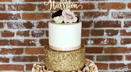 Wedding Cake Glitter Drip Rose Gold Bakery Classic Round Sticker