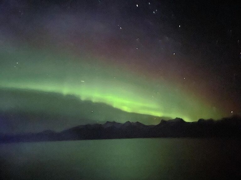 Our first time seeing the Northern Lights in Alaska and Paul's first cruise