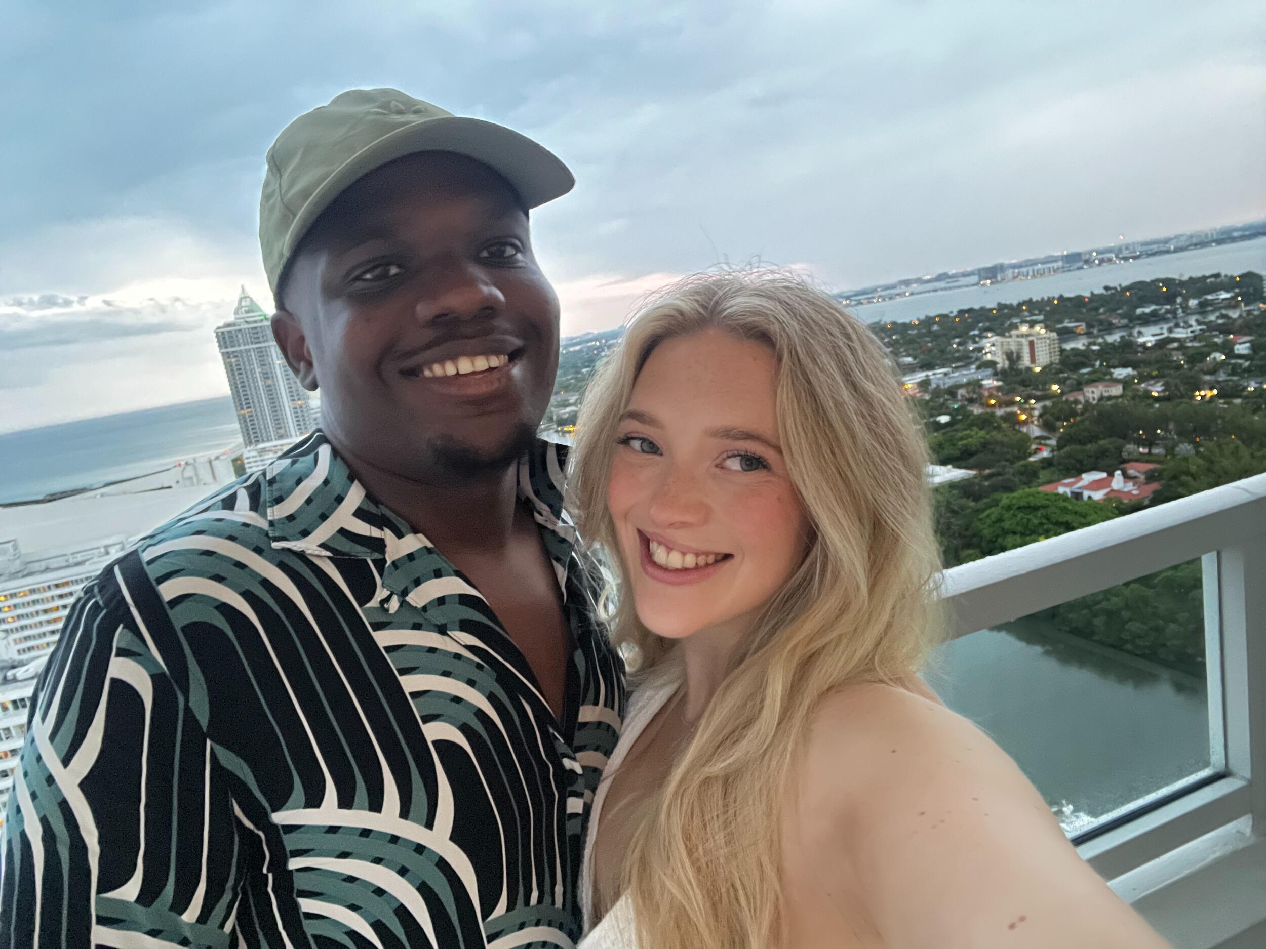 They returned to the first city they traveled to as a couple, celebrating their two year anniversary in Miami. 