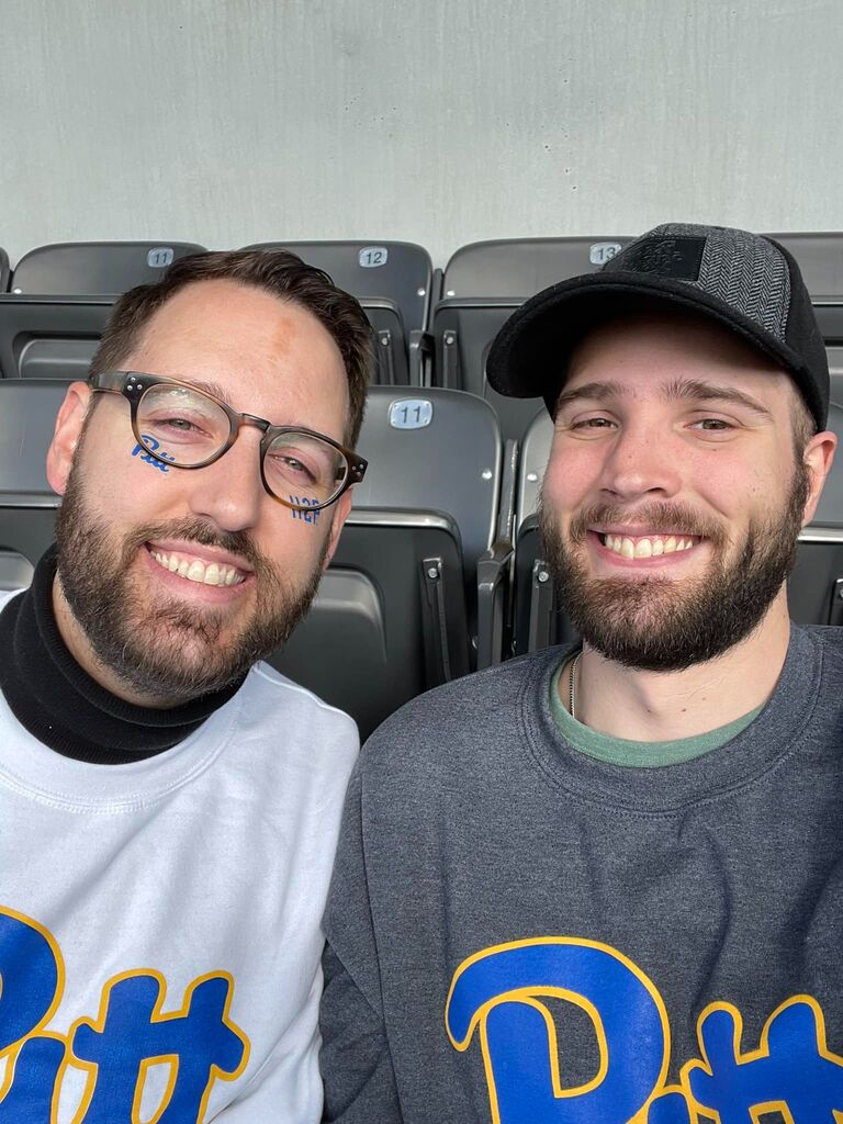 Austin and Jason celebrate three years as a couple (photo taken shortly after their anniversary at a University of Pittsburgh football game!). 