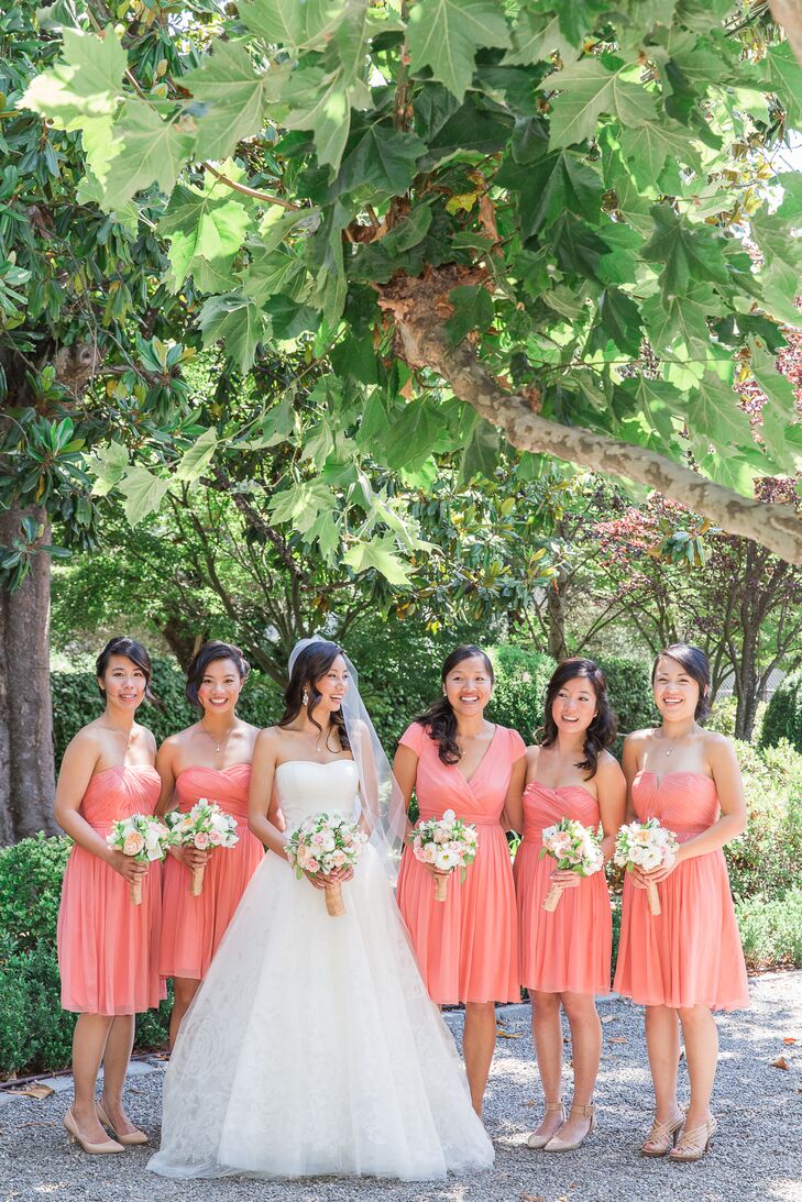 peaches and cream bridesmaid dresses