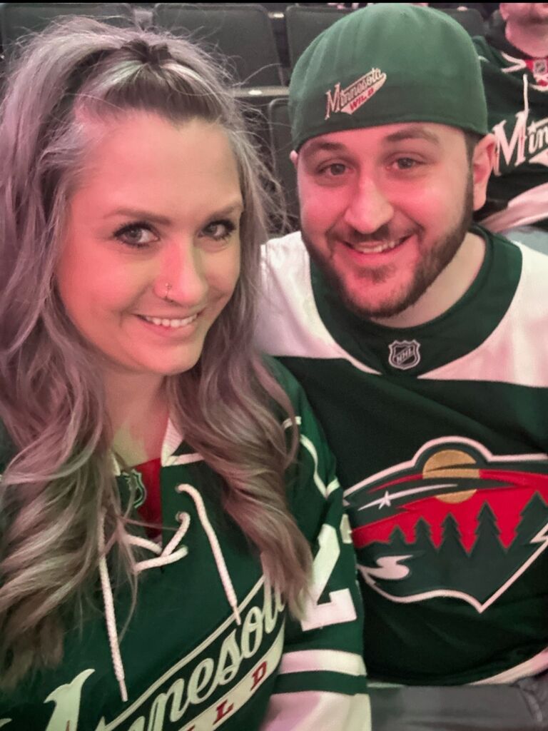 Miki and Blake's first Minnesota Wild hockey game. Still have not seen a win together in person despite several tries.