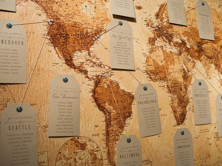 World map table reception seating