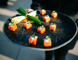 Watermelon Cubes With Burrata bridal shower appetizer idea