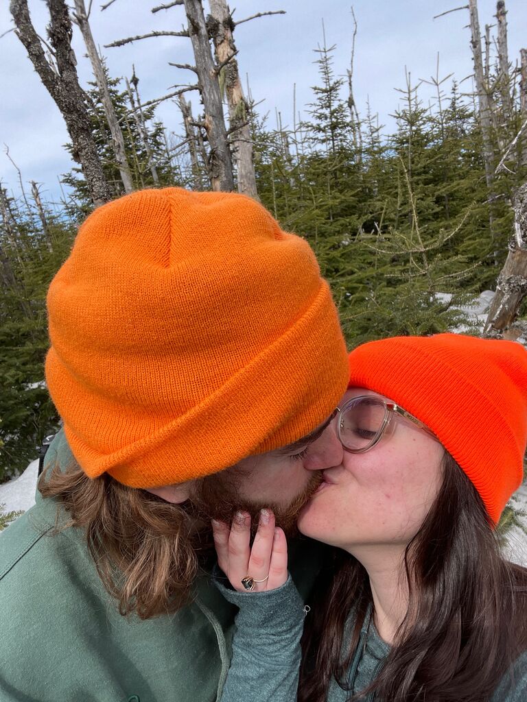 Around a month after, David had planned a very special hike, to top every other hike. After 4 miles and 3,000 ft of elevation, David kneeled down in the snow and ice to ask Aleah to marry him. After lots of happy tears and screaming, they did indeed make it down the mountain safely. They were officially engaged!!