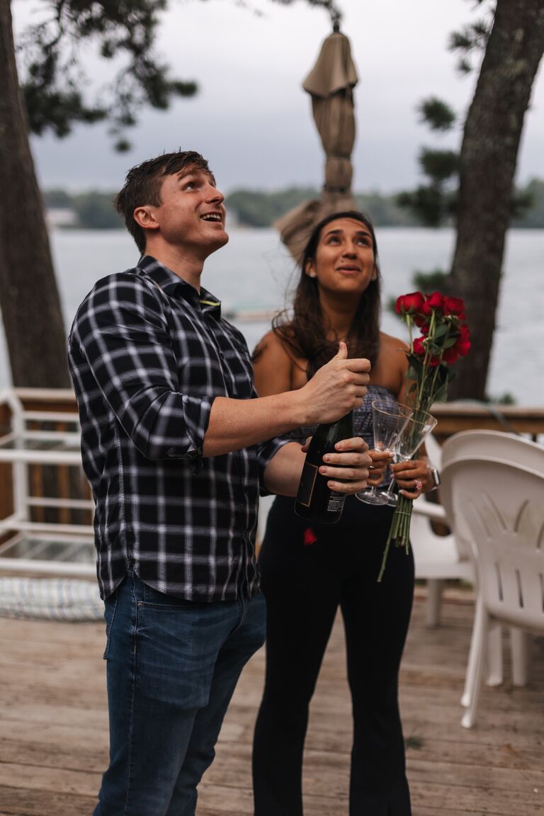 Months of planning our engagement ceremony in India, but Punya had no clue when he was going to propose. He proposed the night before our flight to India and, it was her dream proposal. Hey there Delilah playing in the background, by the water, and in Plymouth. 