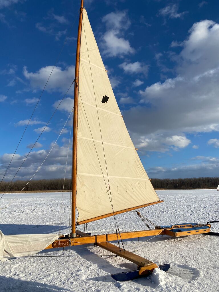 We went iceboating on the frozen Hudson River.