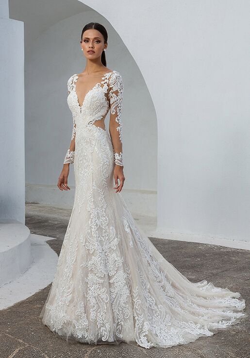 long sleeve lace fit and flare wedding dress