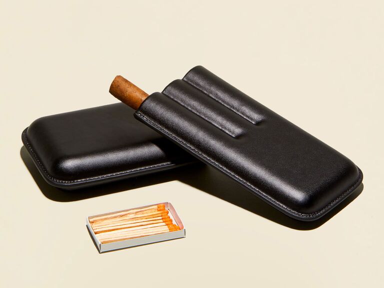 Leather cigar pouch groomsmen gift