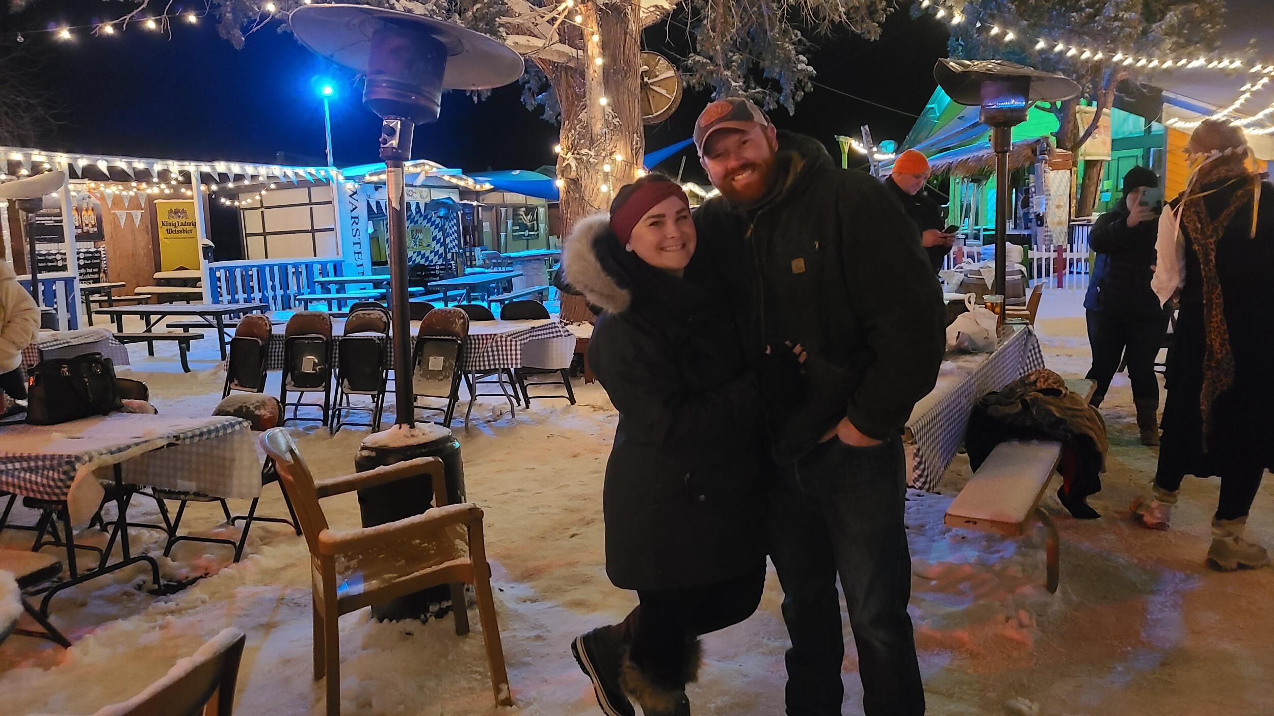 Cheers! A very cold Oktoberfest in Big Bear, Ca.