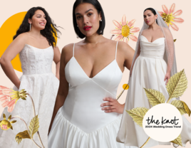 Collage of plus-size bridal designs from Bridal Fashion Week 2023. 