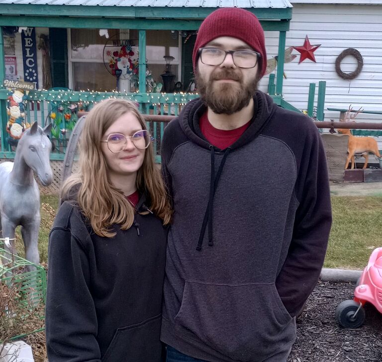 Just about a year into our engagement, celebrating Christmas at the farm of Anita Happel