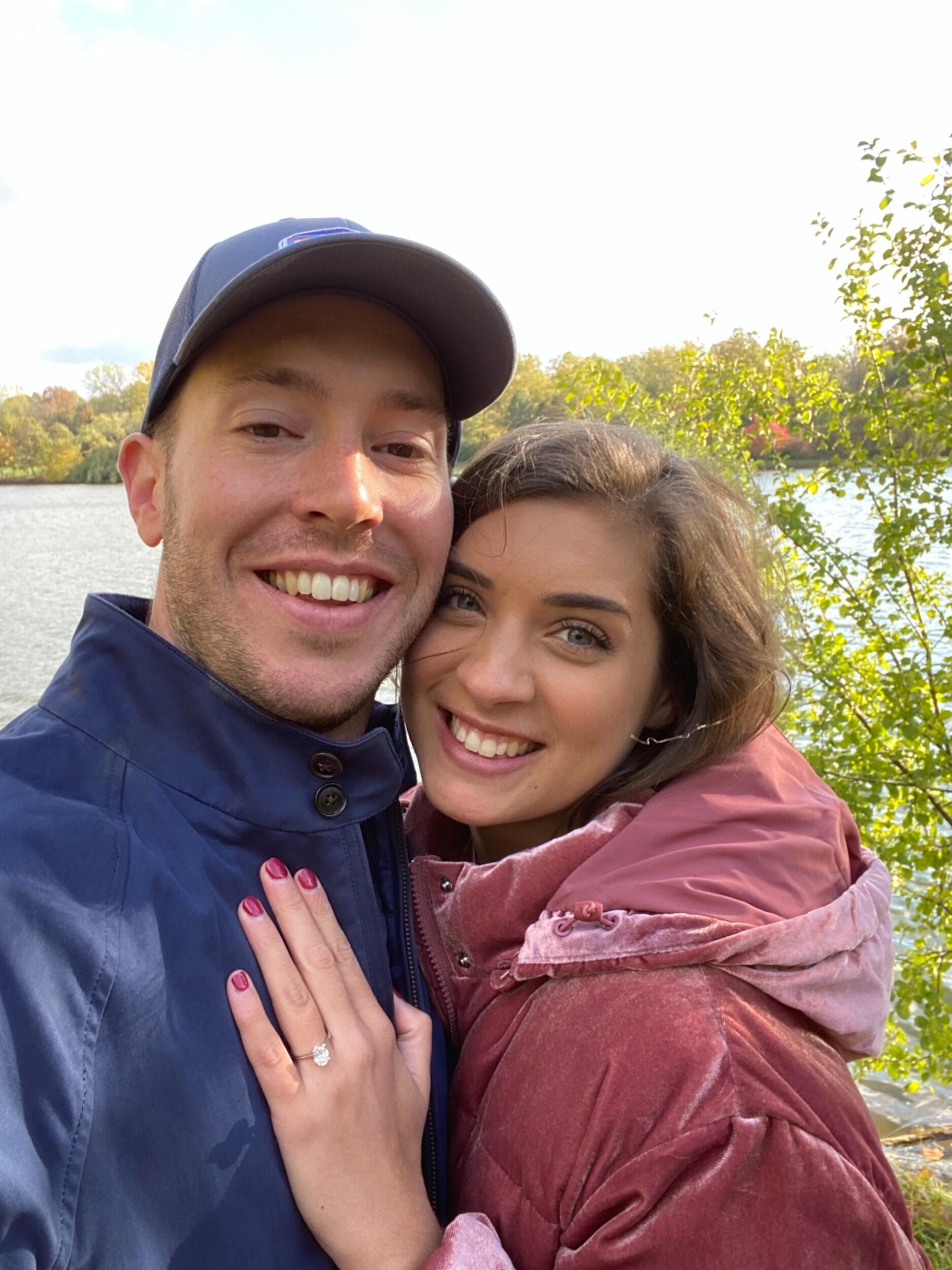 James pops the question at Hoyt Lake in Buffalo, NY and Hannah says yes! They celebrate with family and their best friends at Mangia Ristorante in Orchard Park, NY later that night. 