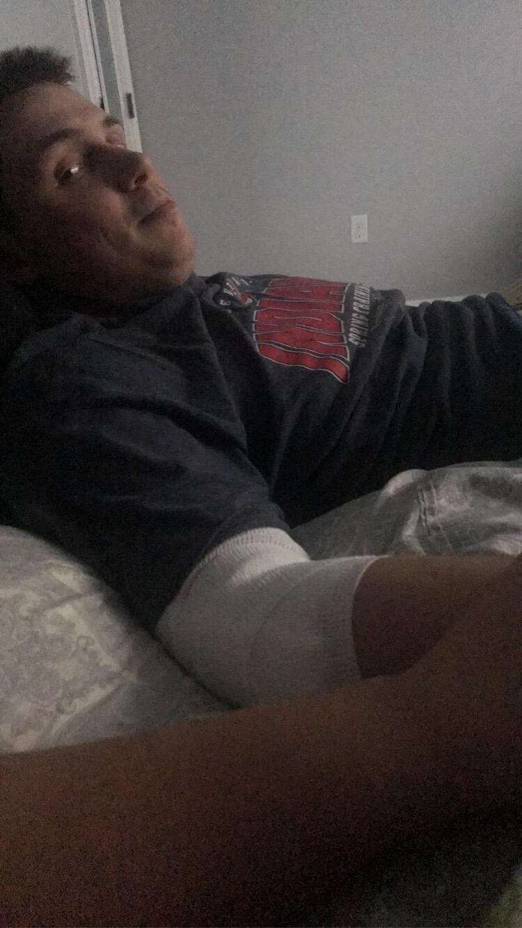 Evan recovering from a scary car accident