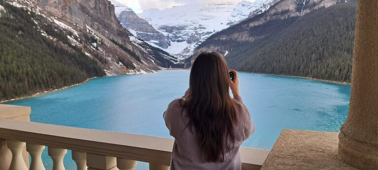 Taking in the sights from the balcony at the chateau! 