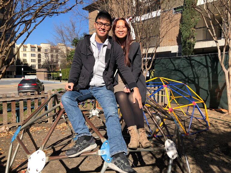 We finally made it official when Steven planned another date in Veridian Park with all the Christmas lights twinkling in the trees and shared hot chocolate together. Then we made our way to the Trinity River where we walked along the trail. It was very romantic.
