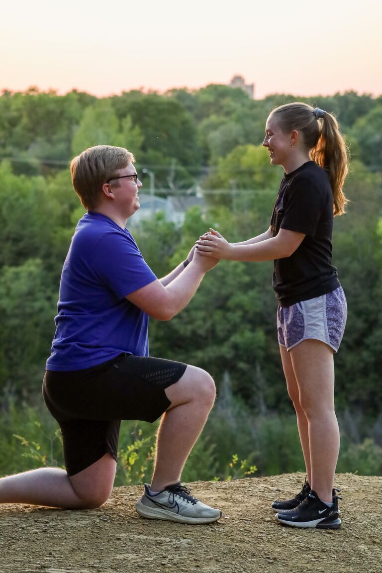 Anders popped the question and surprised Jessyka as the sun set at Indian Rock in Salina. Of course she said "Yes!".