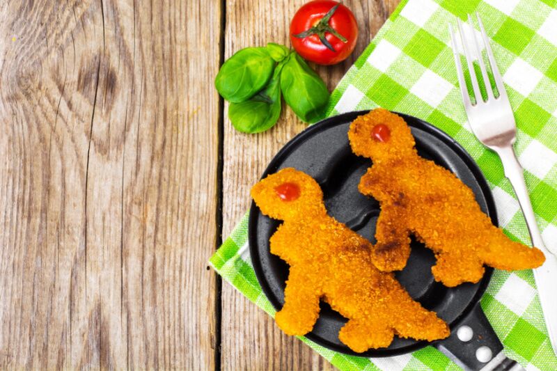 Dinosaur chicken nuggets safari themed birthday party idea