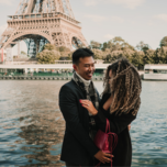 Man proposing to his fiance in Paris